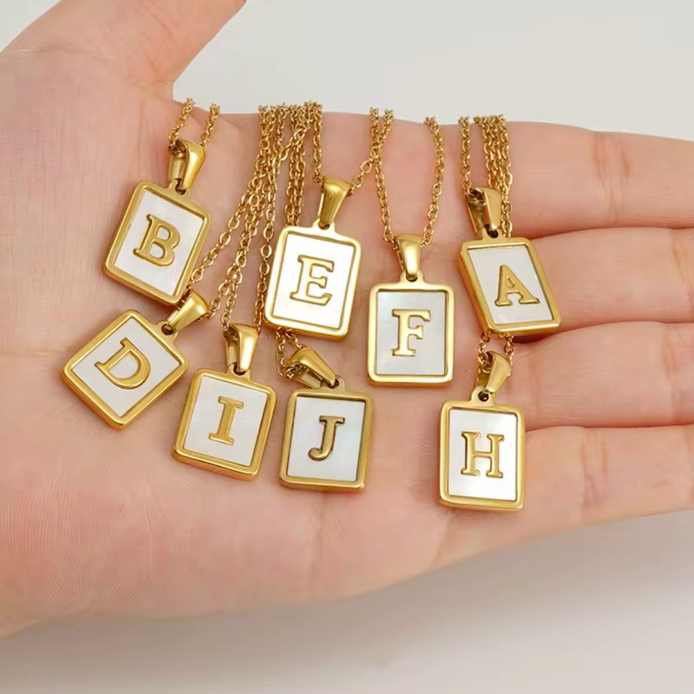 Elegant Stainless Steel 18K Gold Plated Initial Letter Pendant Necklace - Picture 3 of 4